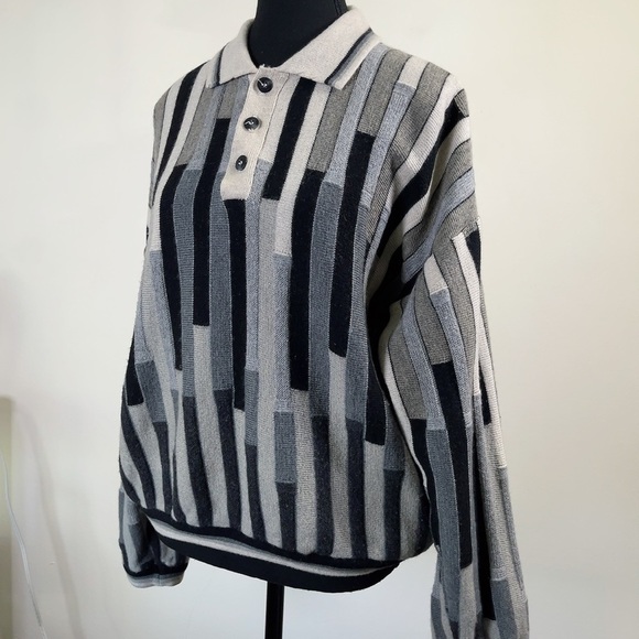 Vintage 90s Textured Coogi Style Cropped Sweater - Picture 3 of 16